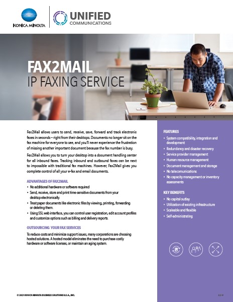 Unified Communications, FAX2MAIL, IP Faxing, Service, Konica Minolta, Middle Georgia Business Products