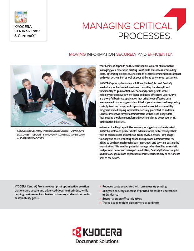 Kyocera, Software, Cost Control, Security, Centraq, Middle Georgia Business Products