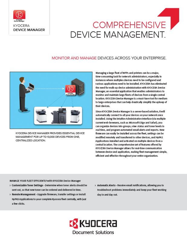 Kyocera, Software, Network Device Management, Kyocera, Device Manager, Middle Georgia Business Products