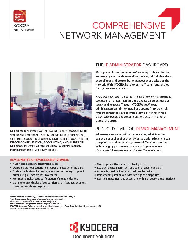 Kyocera, Software, Network, Device Management, Kyocera Net Viewer, Middle Georgia Business Products